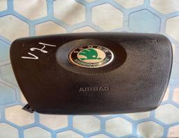 Подушка безопасности в руль 4 спицы под кнопки мульти для Skoda Superb 1 (2002-2008)  запчасти бу